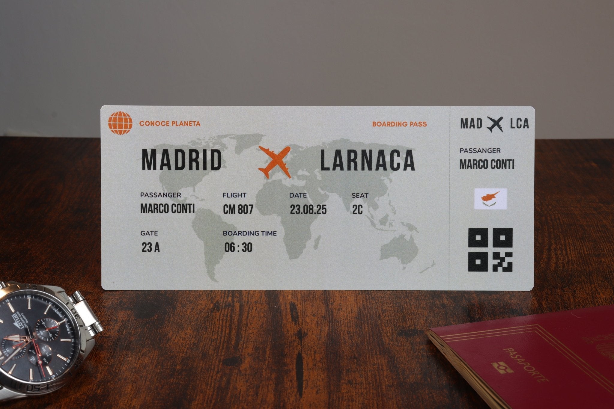 Boarding Pass minimalista de Chipre - Conoce el Planeta