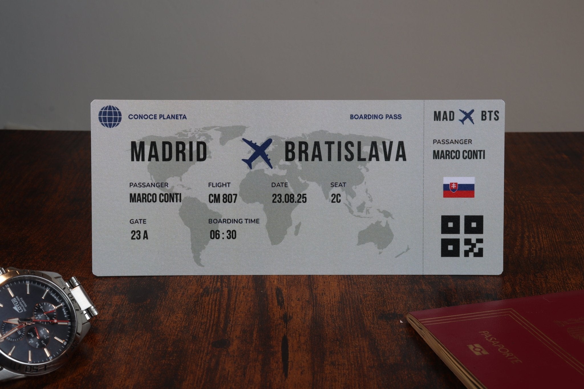 Boarding Pass minimalista de Eslovaquia - Conoce el Planeta