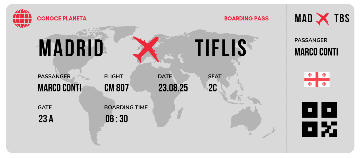 Boarding Pass minimalista de Georgia - Conoce el Planeta