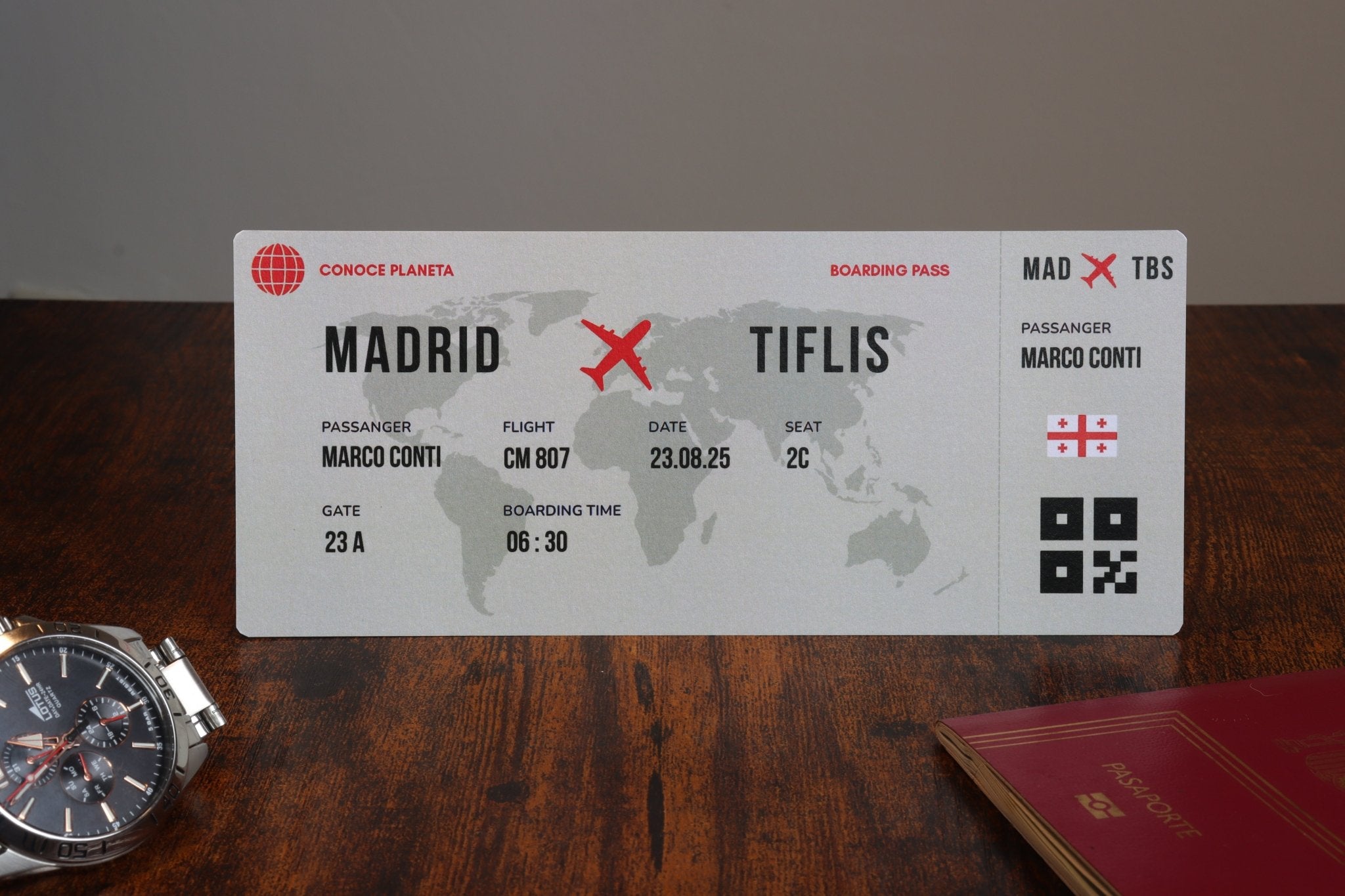 Boarding Pass minimalista de Georgia - Conoce el Planeta