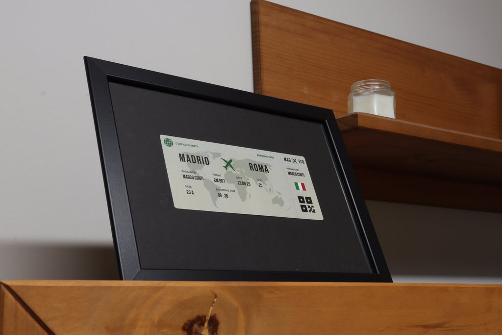 Boarding Pass minimalista de Italia - Conoce el Planeta