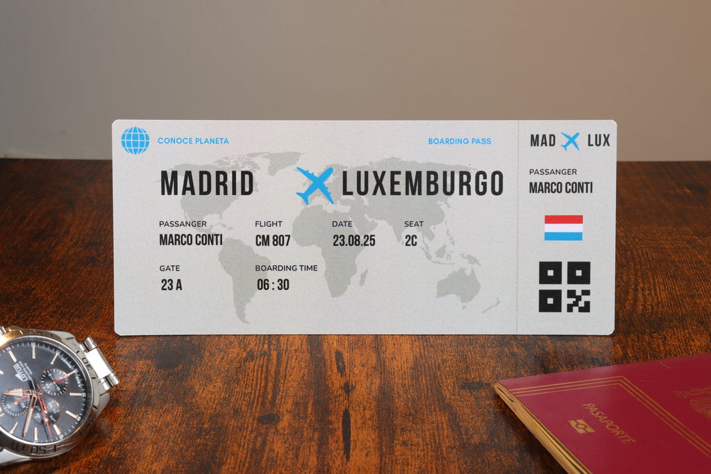 Boarding Pass minimalista de Luxemburgo - Conoce el Planeta