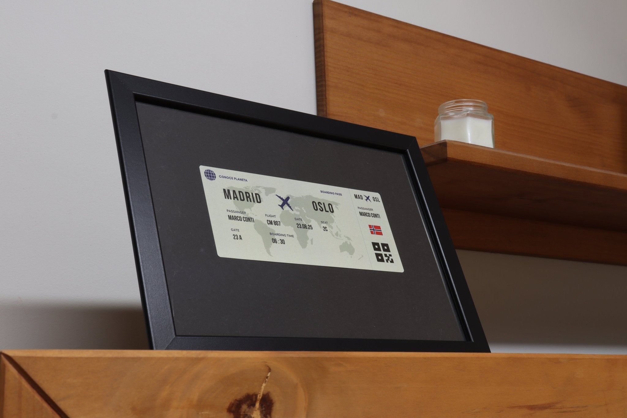 Boarding Pass minimalista de Noruega - Conoce el Planeta