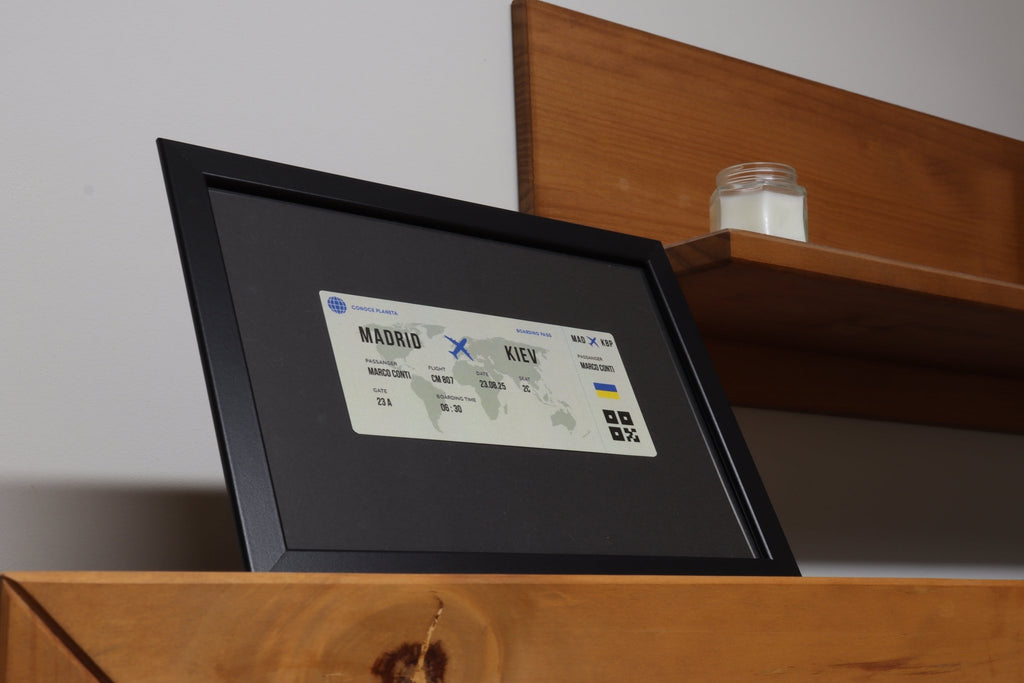 Boarding Pass minimalista de Ucrania - Conoce el Planeta